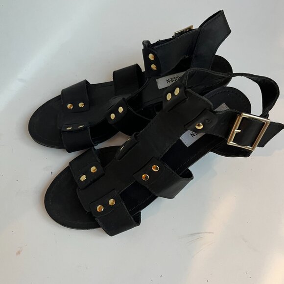 Steve Madden Neviss Gladiator Black Leather Strappy Sandals - new, Size 9.5 - Picture 5 of 10